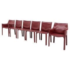 Design italiano, Sedie Cab 412 e 413 di Mario Bellini per Cassina, Set di 6 sedie