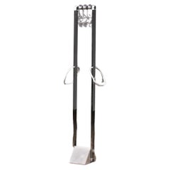 Italian Design Coat rack with white marble base and chrome uprights, 1970