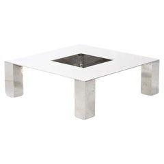 Table basse italienne en acier de Giovanni Offredi pour Saporiti 1970