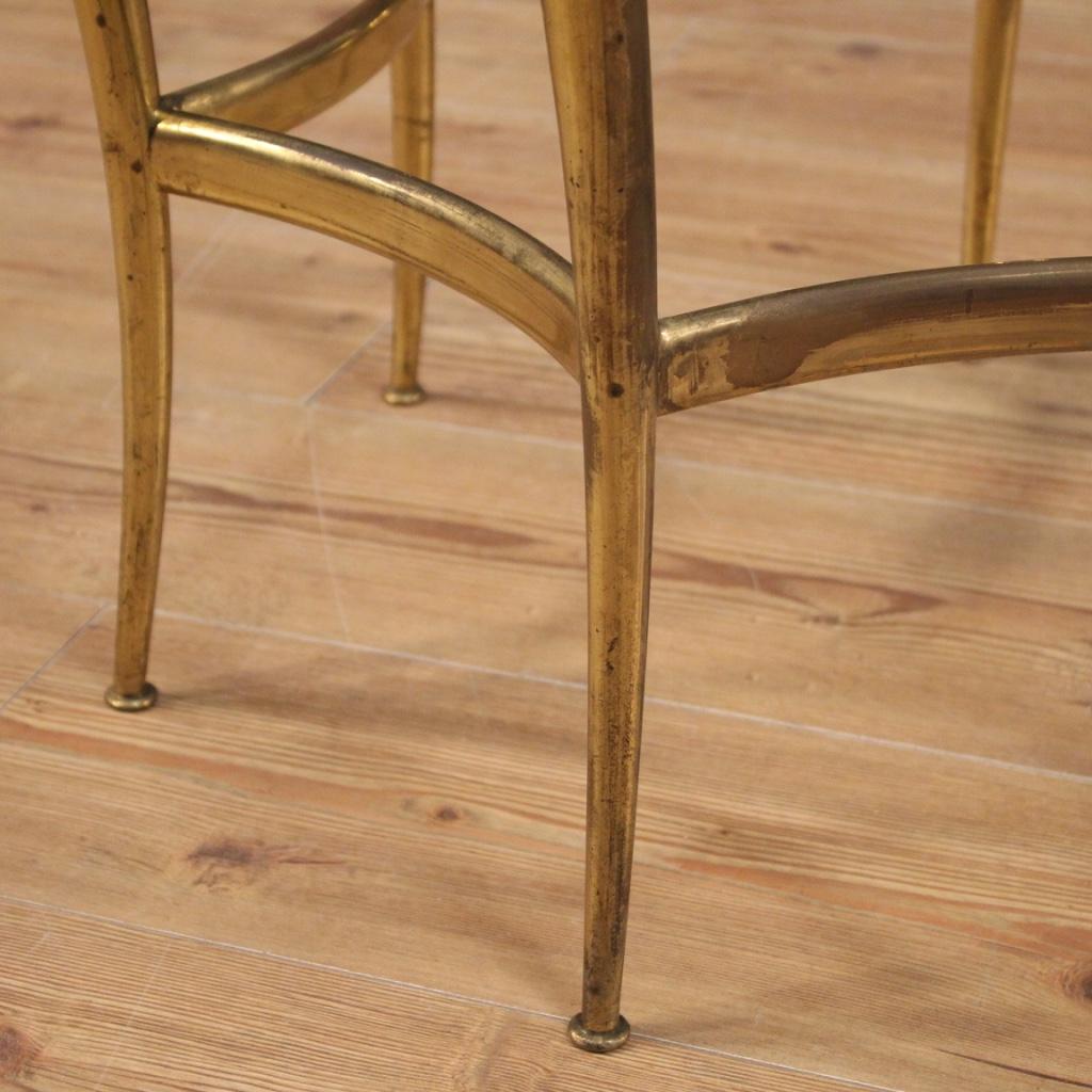 Italian Design Coffee Table in Golden Brass with Glass Top For Sale 4