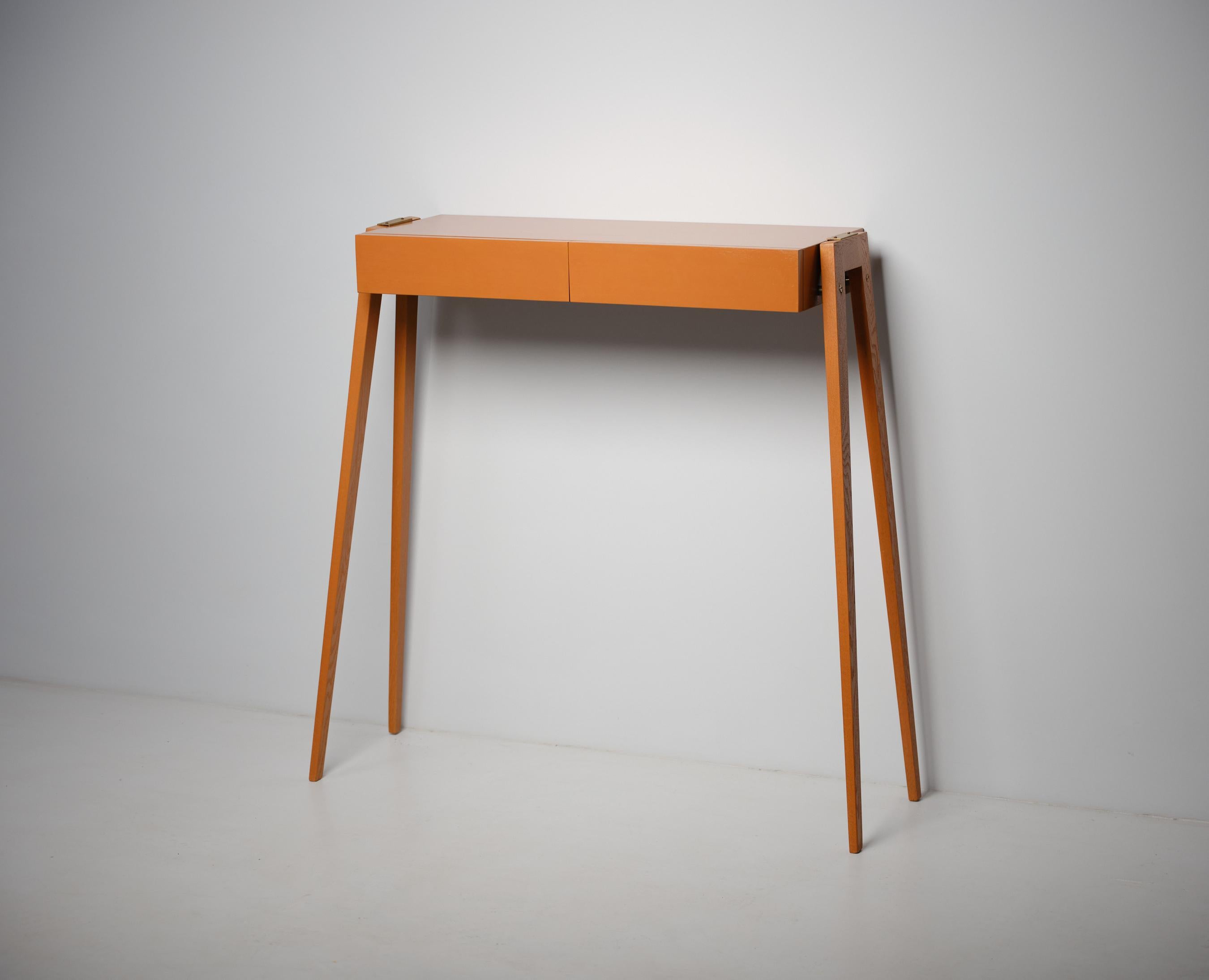 Mid-Century Modern Italian Design Console from the 1950s: Restyled Elegance in Modern Rust Orange