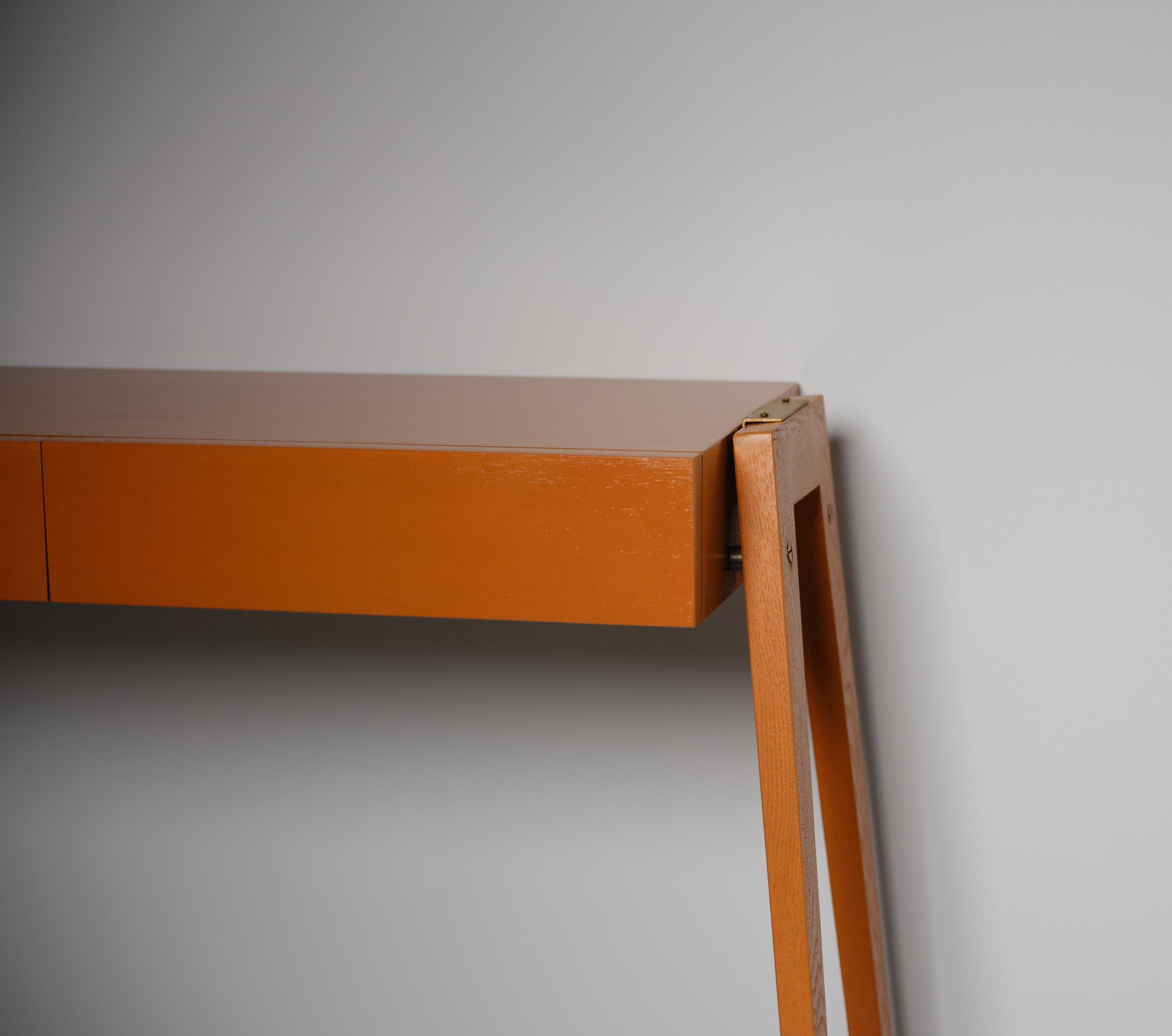 Mid-20th Century Italian Design Console from the 1950s: Restyled Elegance in Modern Rust Orange