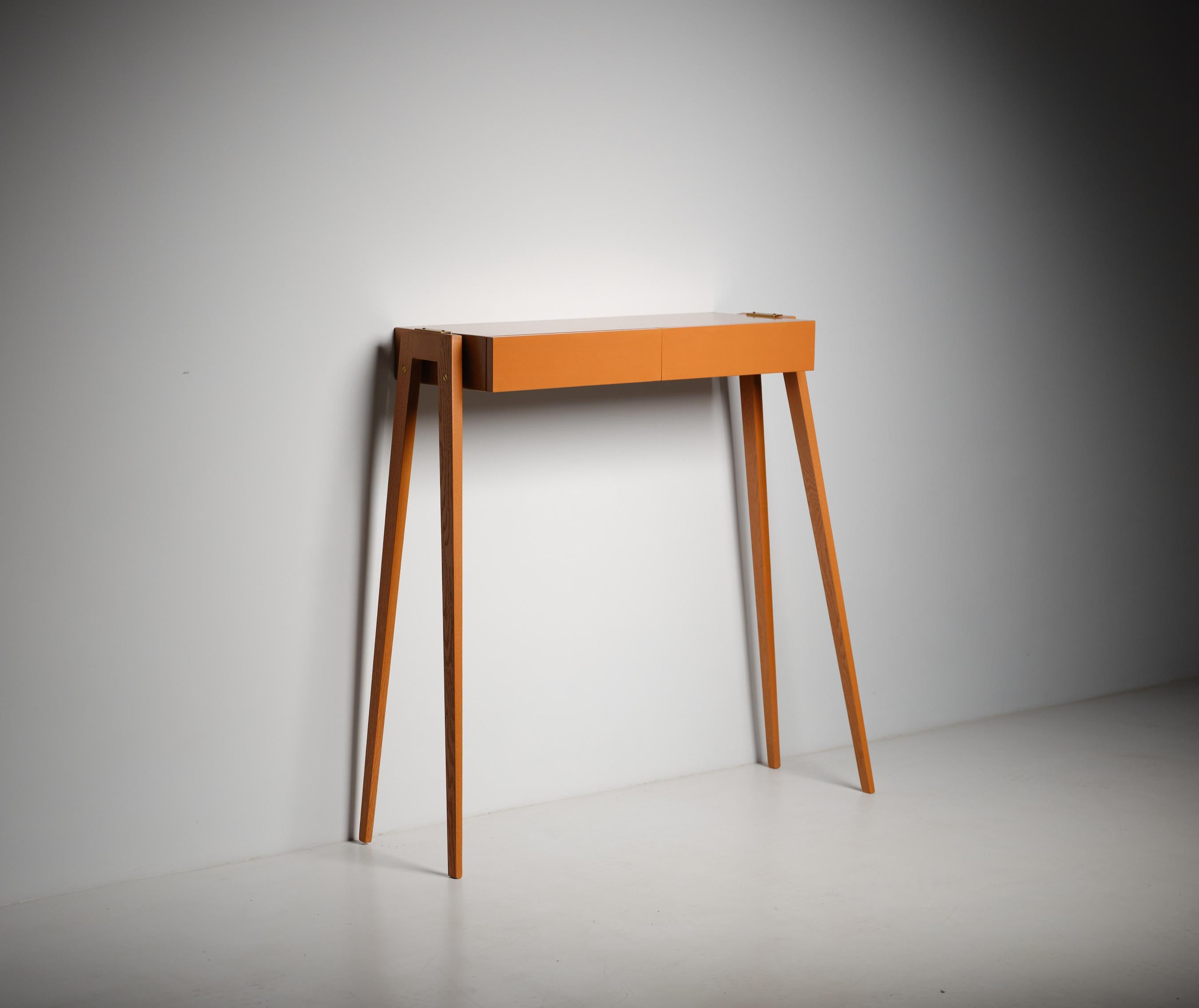 Italian Design Console from the 1950s: Restyled Elegance in Modern Rust Orange 1