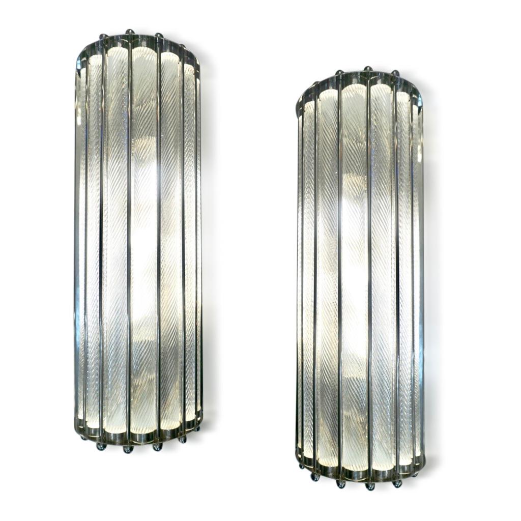 Italian Design Crystal Murano Glass Half Moon Nickel Finish Flushmount im Angebot 2