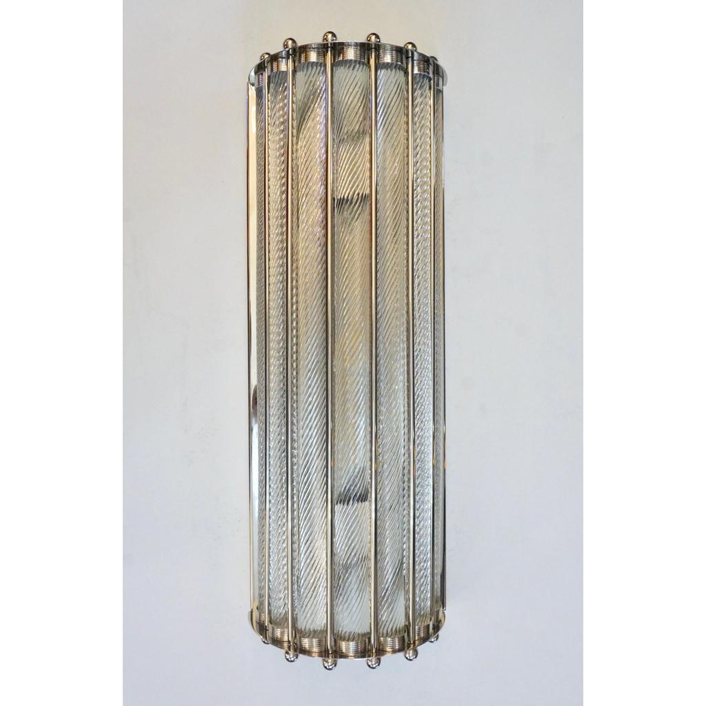 Italian Design Crystal Murano Glass Half Moon Nickel Finish Flushmount im Angebot 3