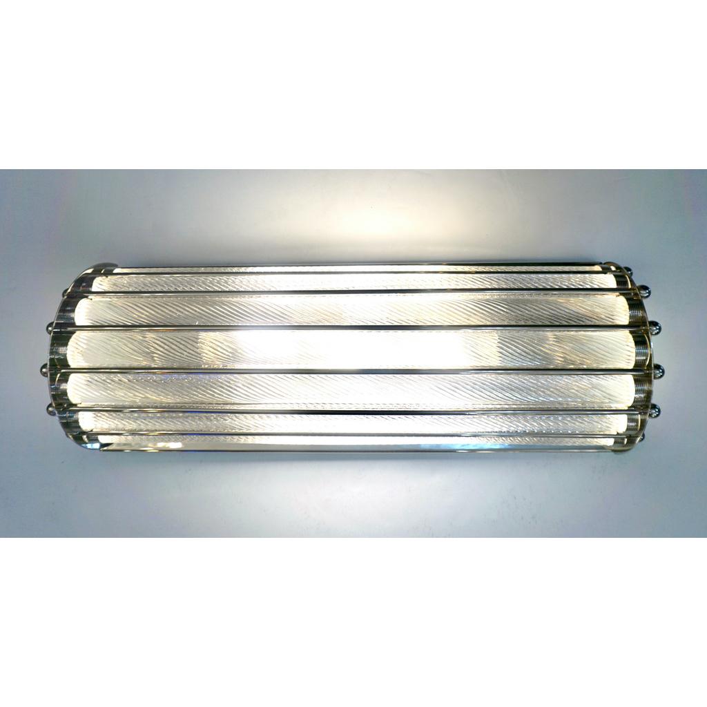 Italian Design Crystal Murano Glass Half Moon Nickel Finish Flushmount im Angebot 4
