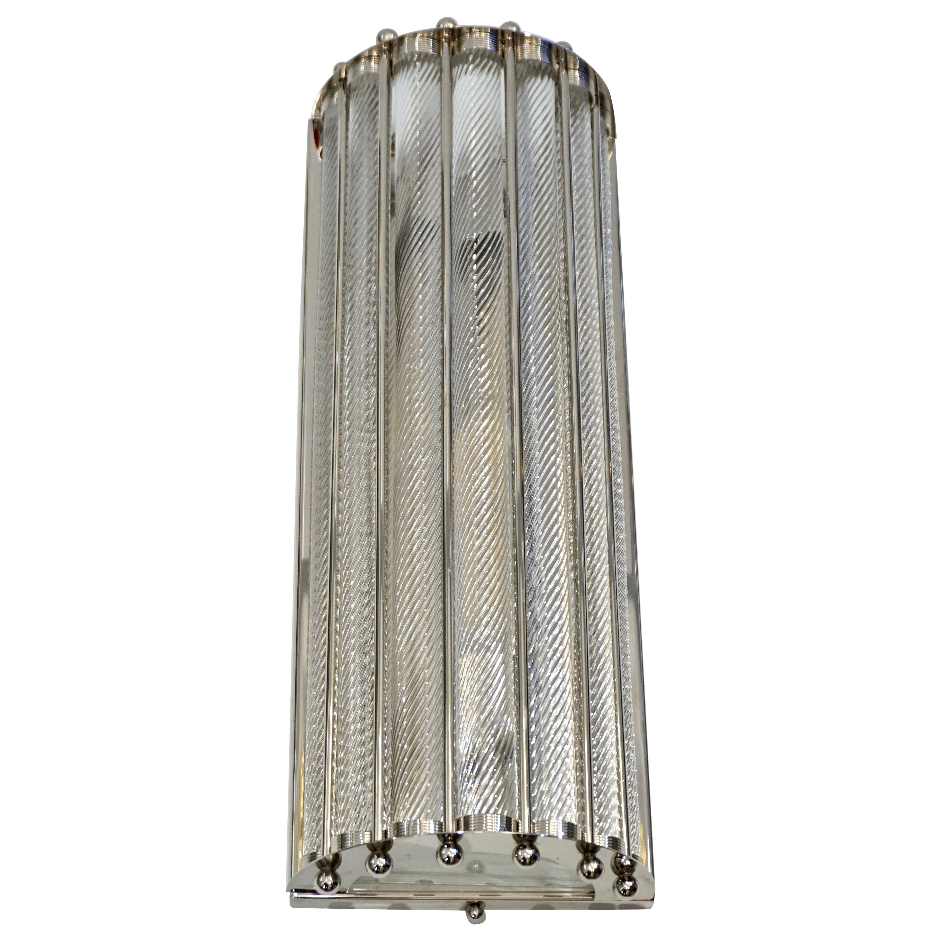 Lampada a incasso in cristallo di Murano di design italiano con finitura nichelata in vendita