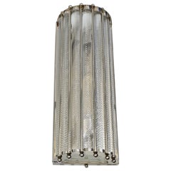 Italian Design Crystal Murano Glass Half Moon Nickel Finish Flushmount