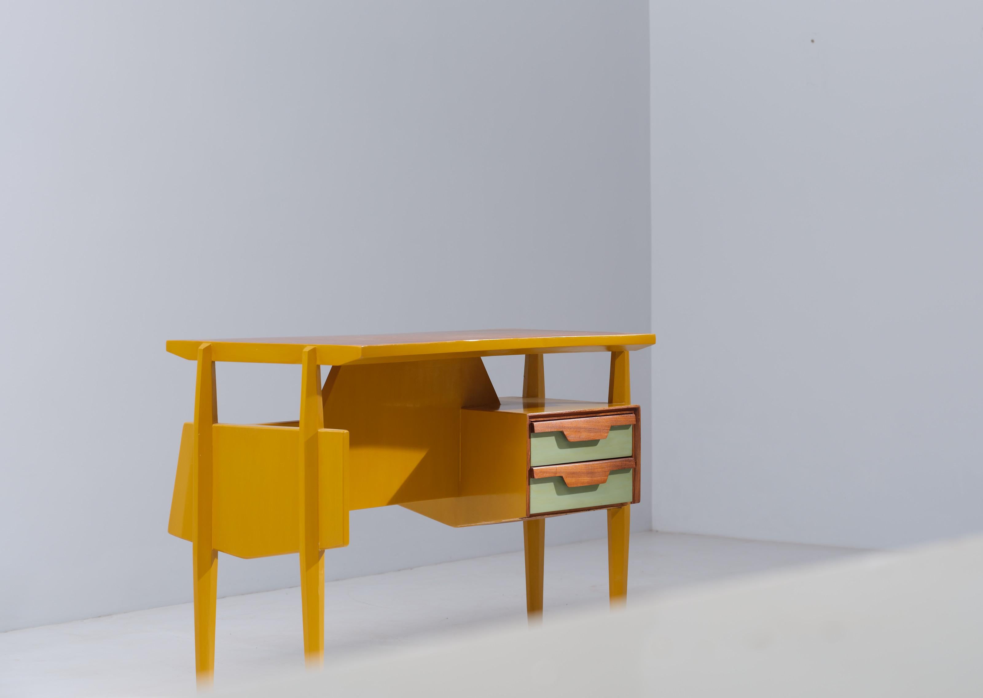 Mid-20th Century Italian Design Desk from the 50s, Restyled with Modern Flair by RETRO4M For Sale