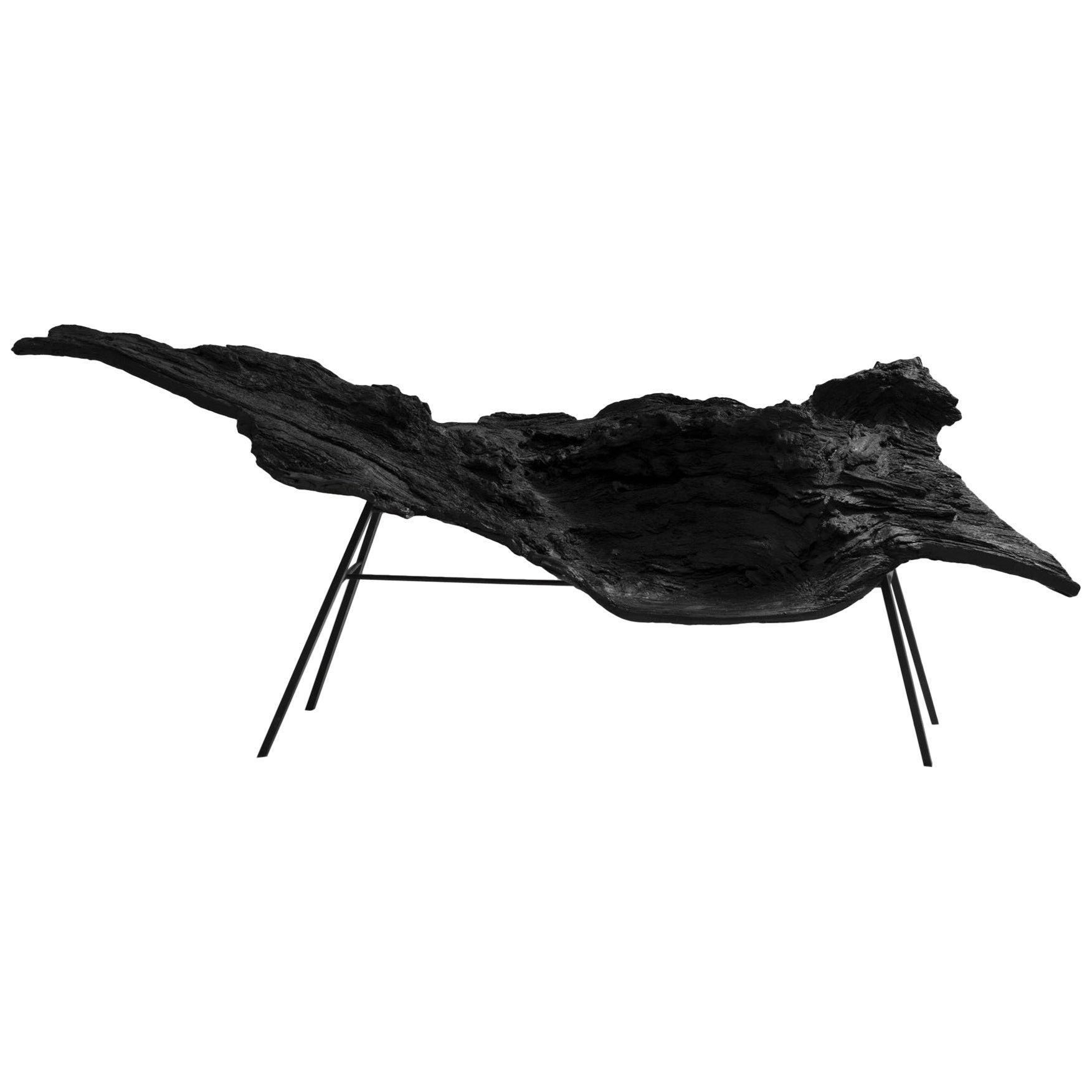 Italian Design Ebonized Wood Effect and Metal Armchair For Sale