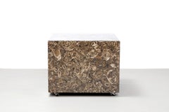 Italian Design Fossil Marble Cube Side Table, 1970s