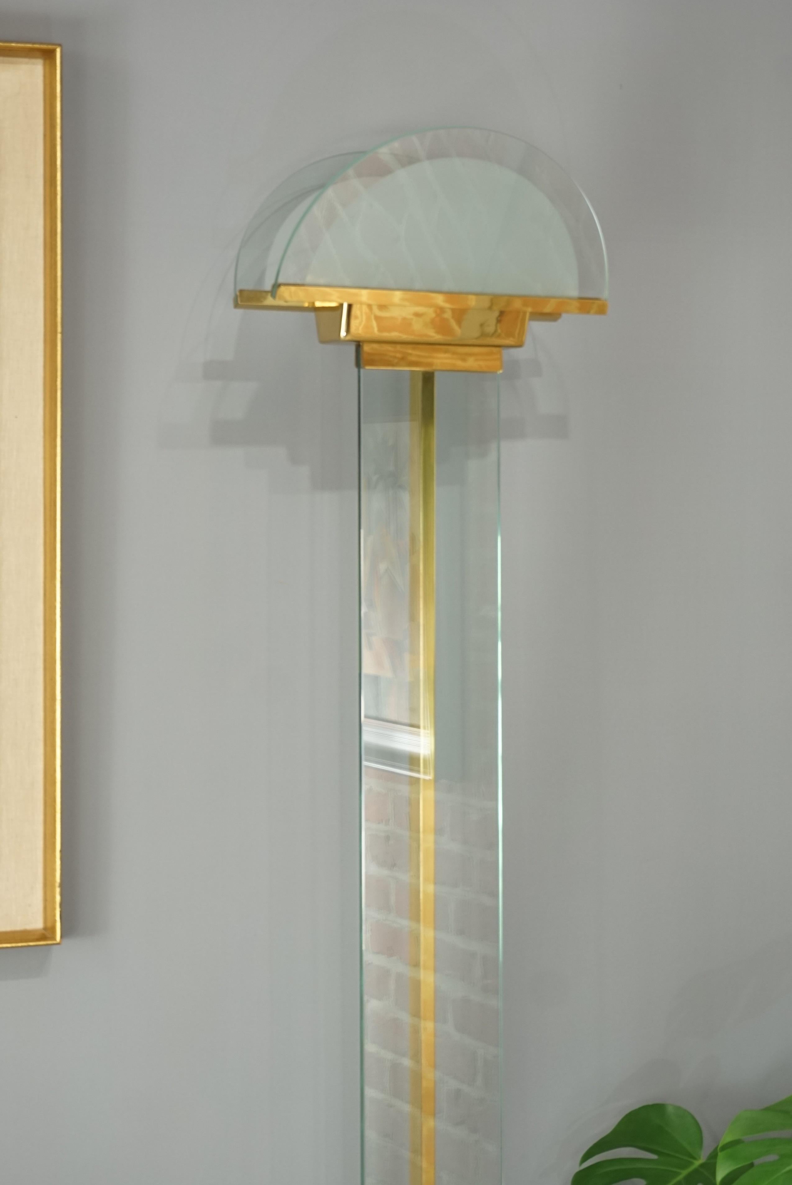  Italian Design from the 1970s by Mauro Martini Brass and Glass Floor Lamp 8