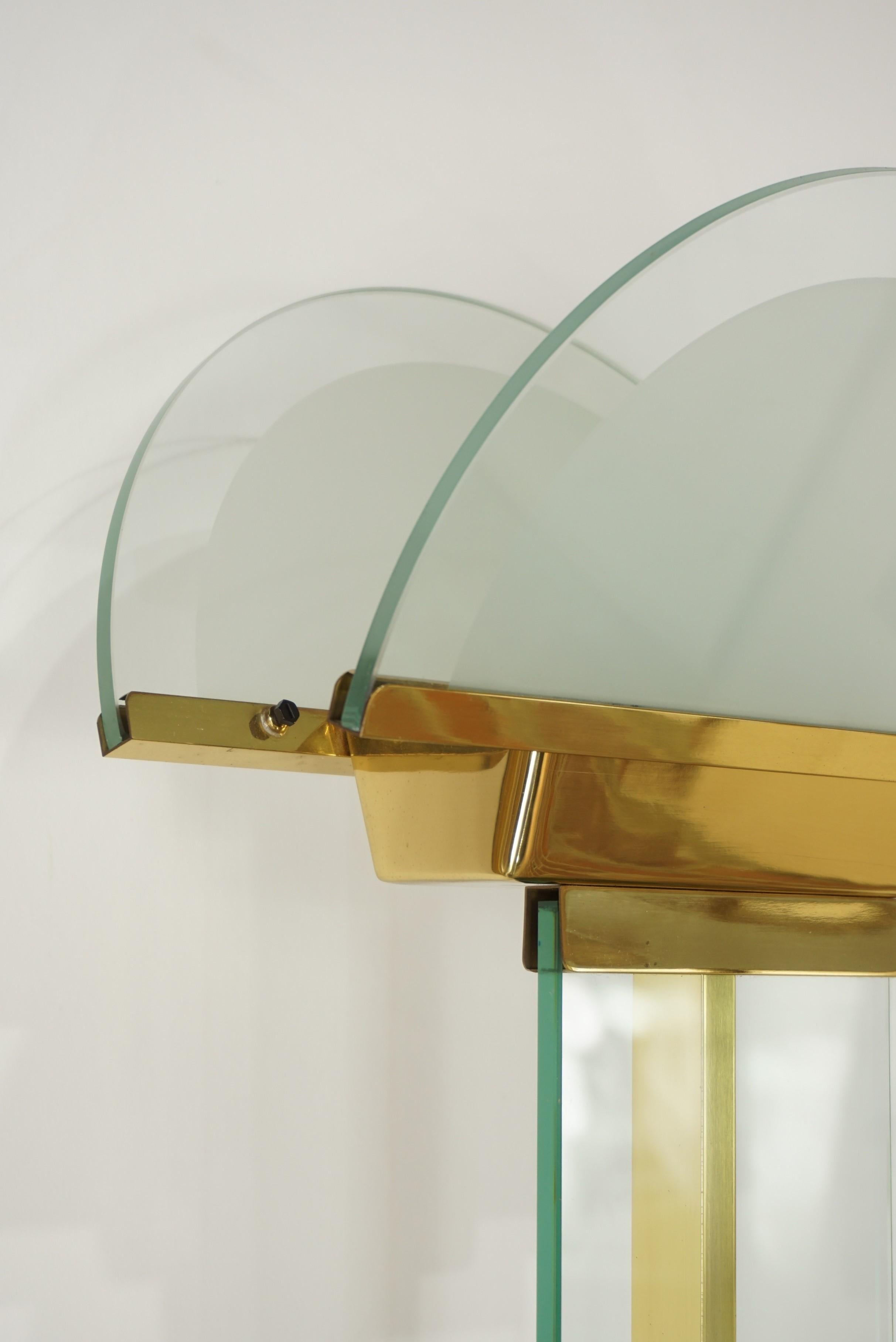 Italian Design from the 1970s by Mauro Martini Brass and Glass Floor Lamp 9
