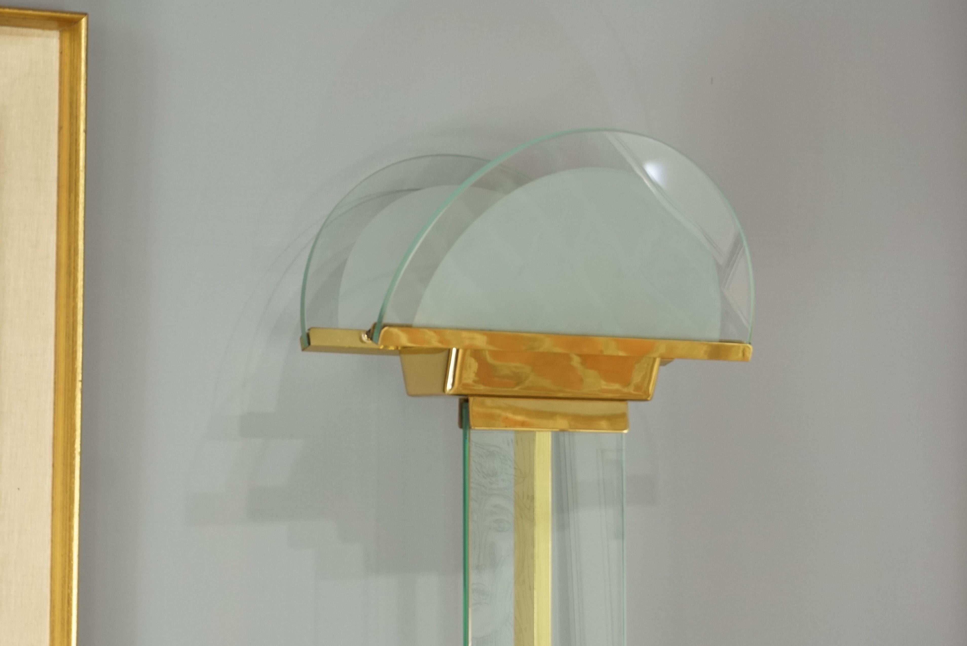 Mid-20th Century  Italian Design from the 1970s by Mauro Martini Brass and Glass Floor Lamp