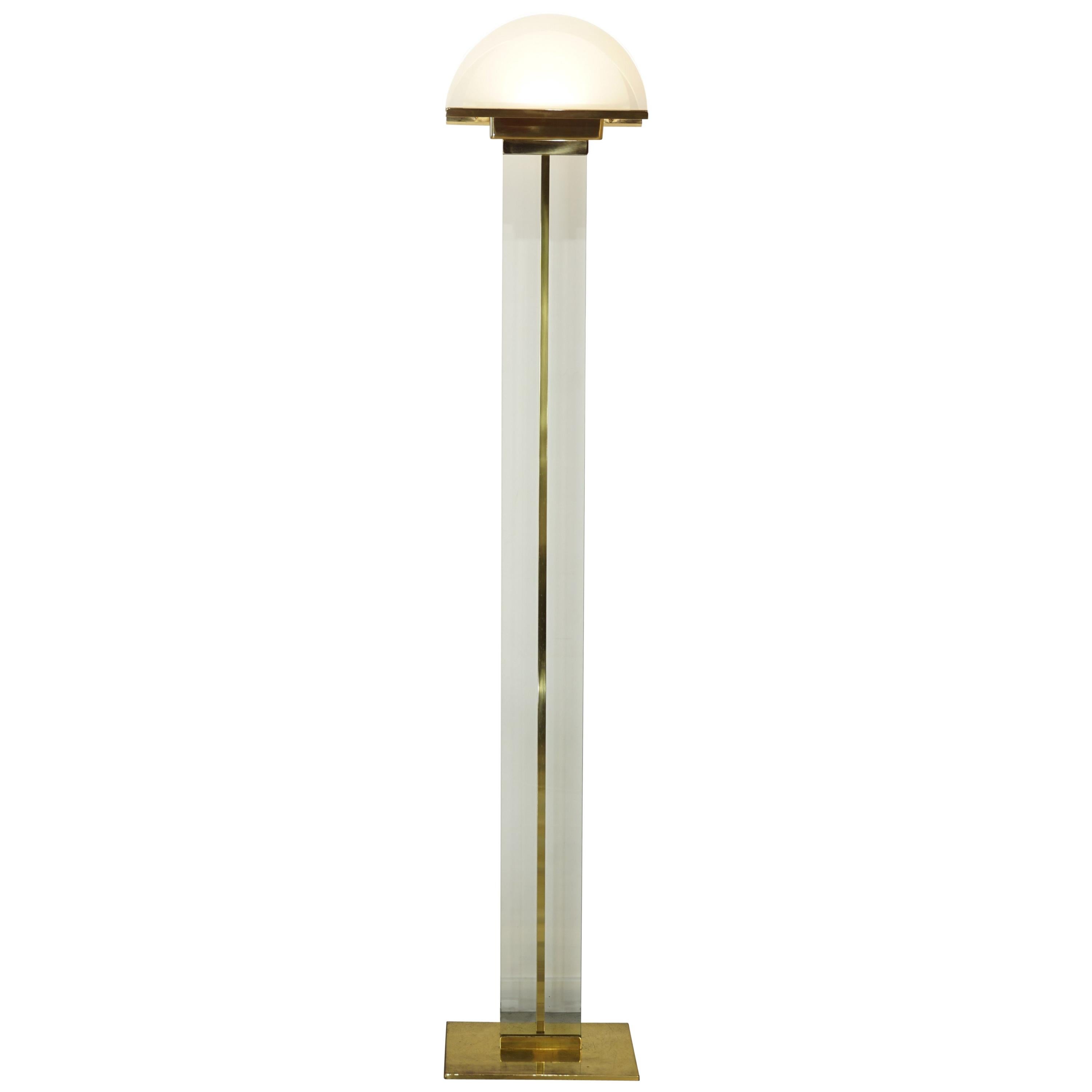  Italian Design from the 1970s by Mauro Martini Brass and Glass Floor Lamp