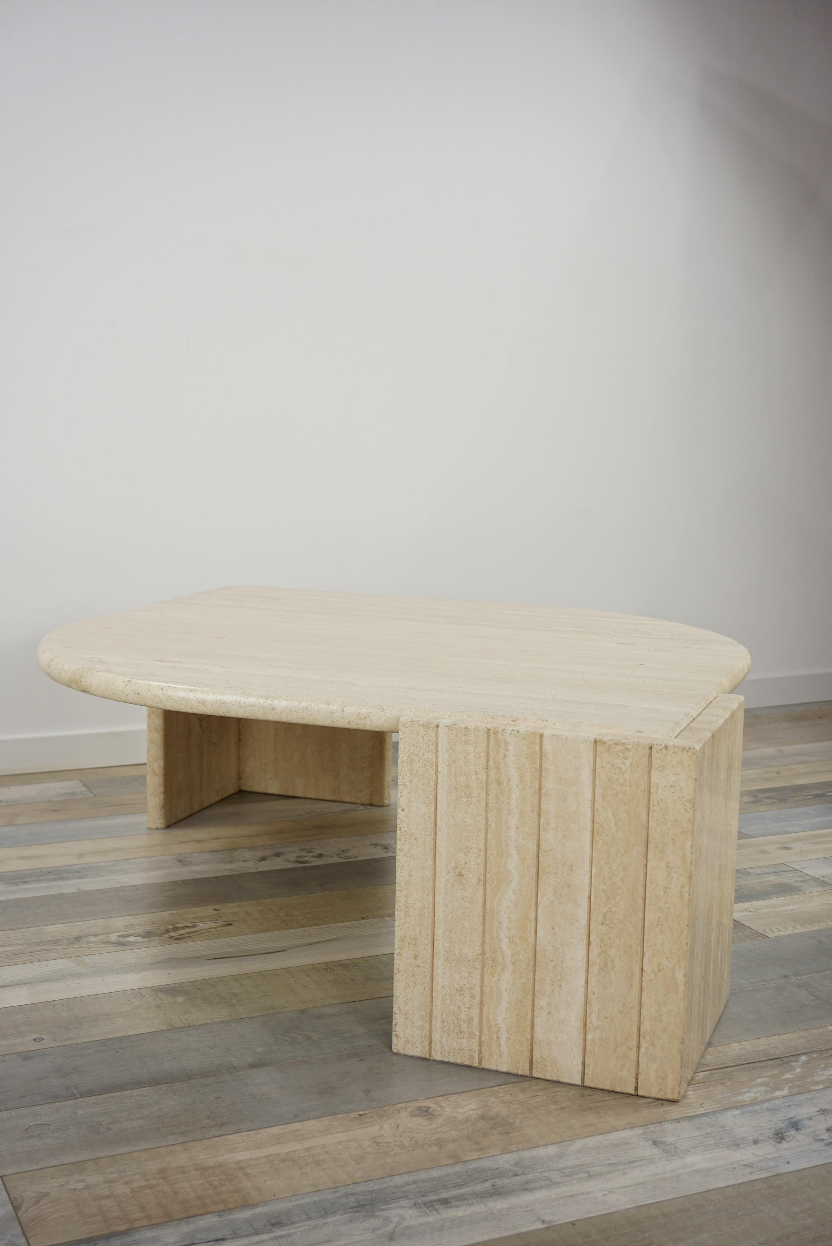 Italian Design from the 1970s Travertine Coffee Table 5