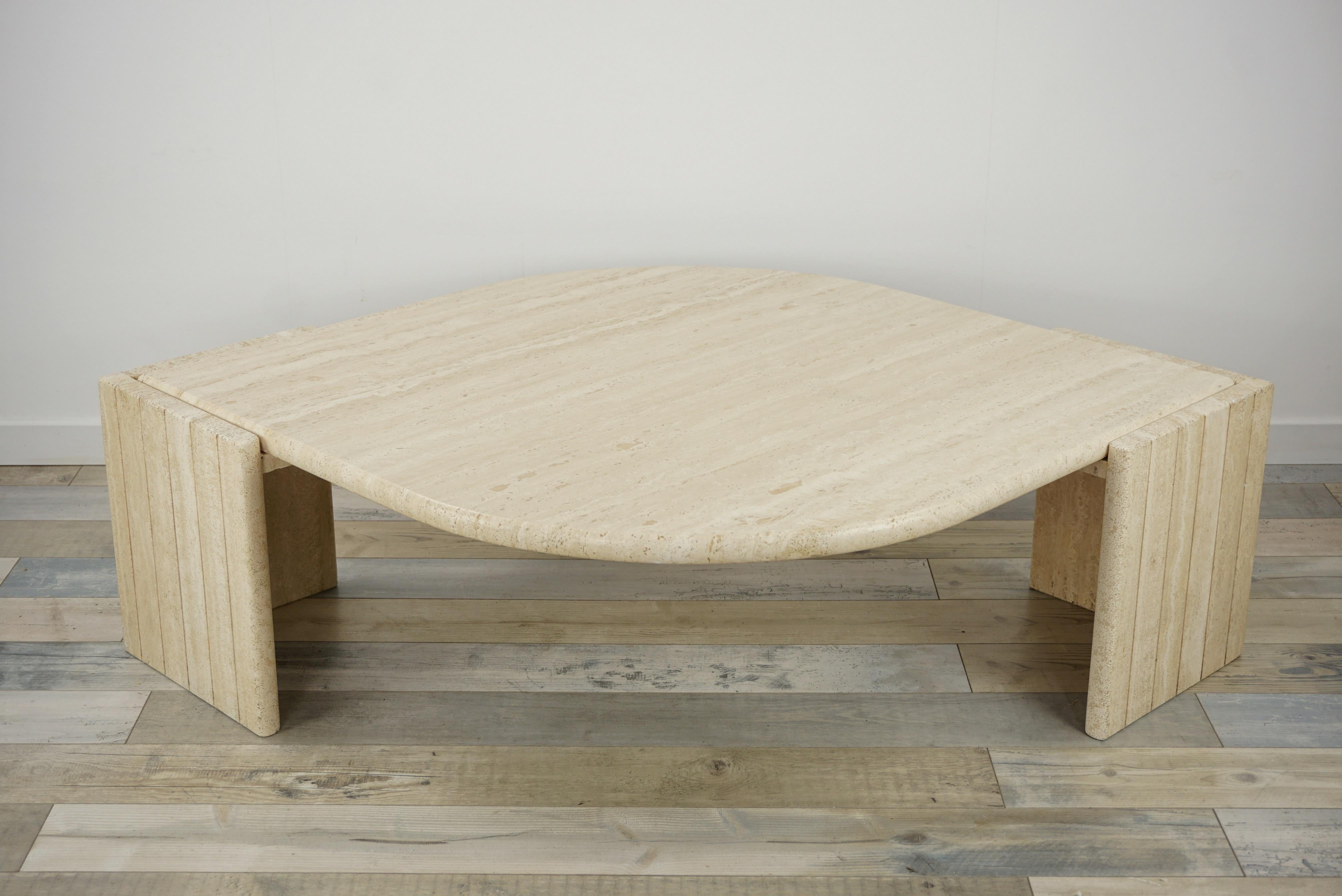 Italian Design from the 1970s Travertine Coffee Table 7
