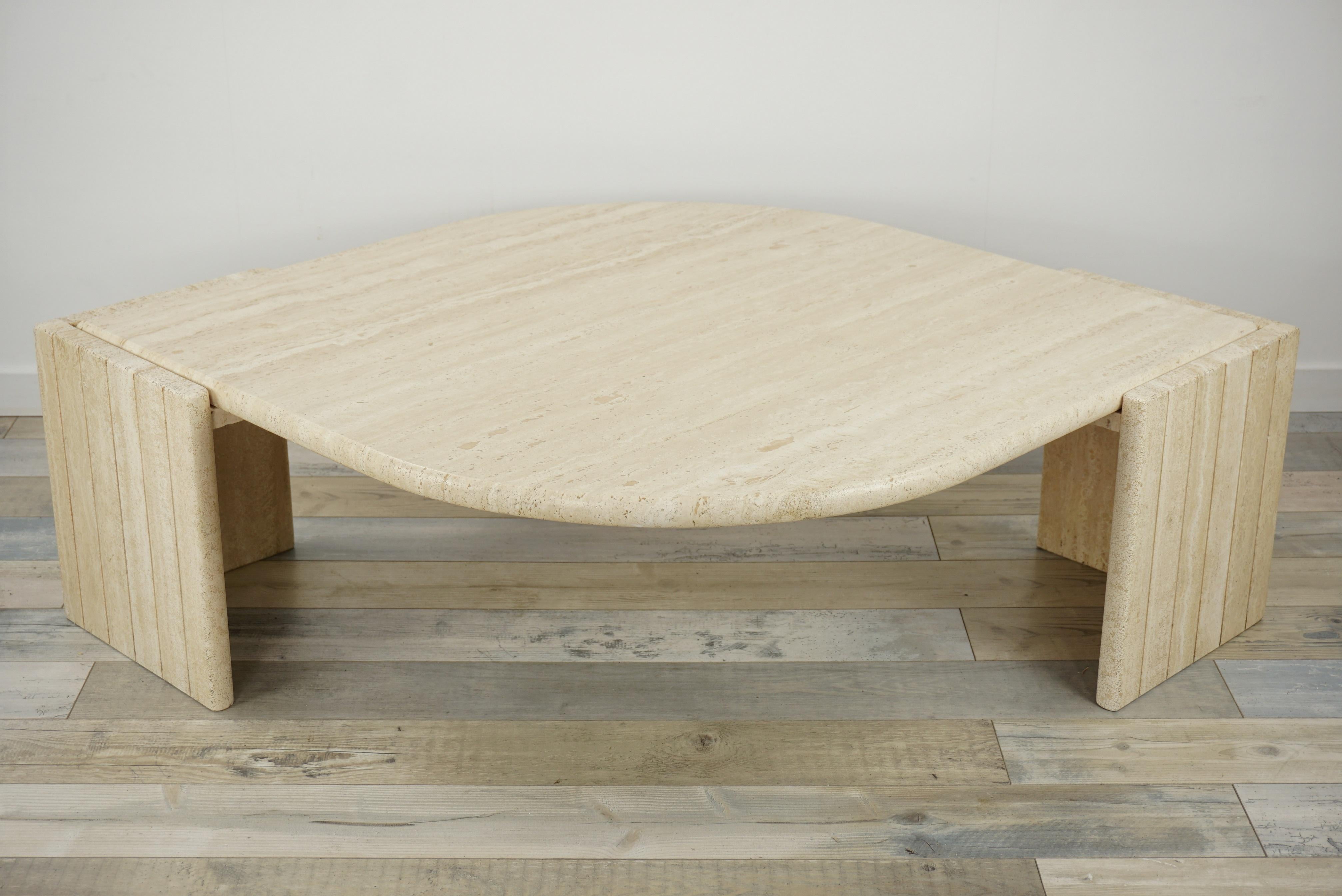 Italian Design from the 1970s Travertine Coffee Table 9
