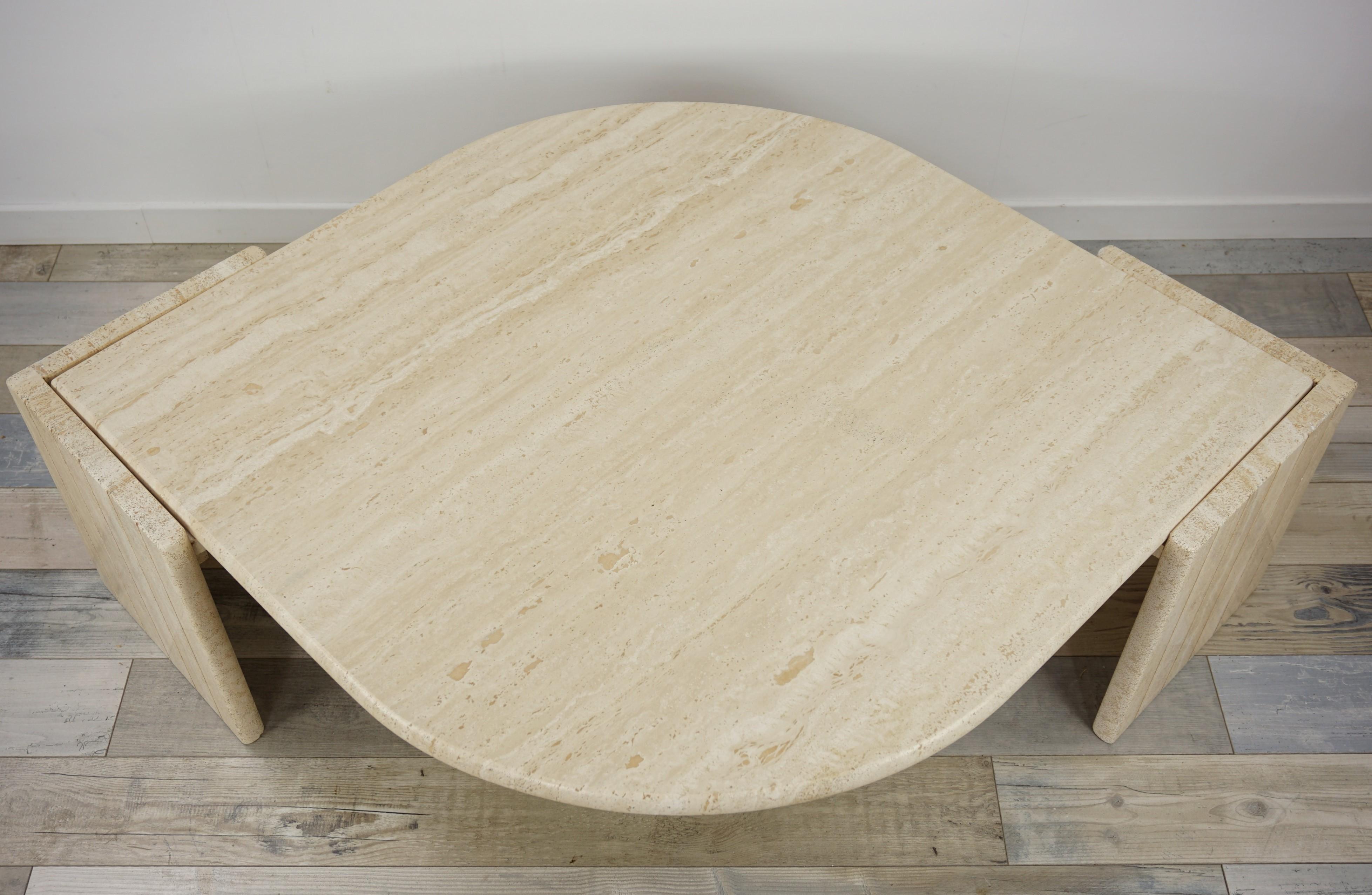 Italian Design from the 1970s Travertine Coffee Table 10