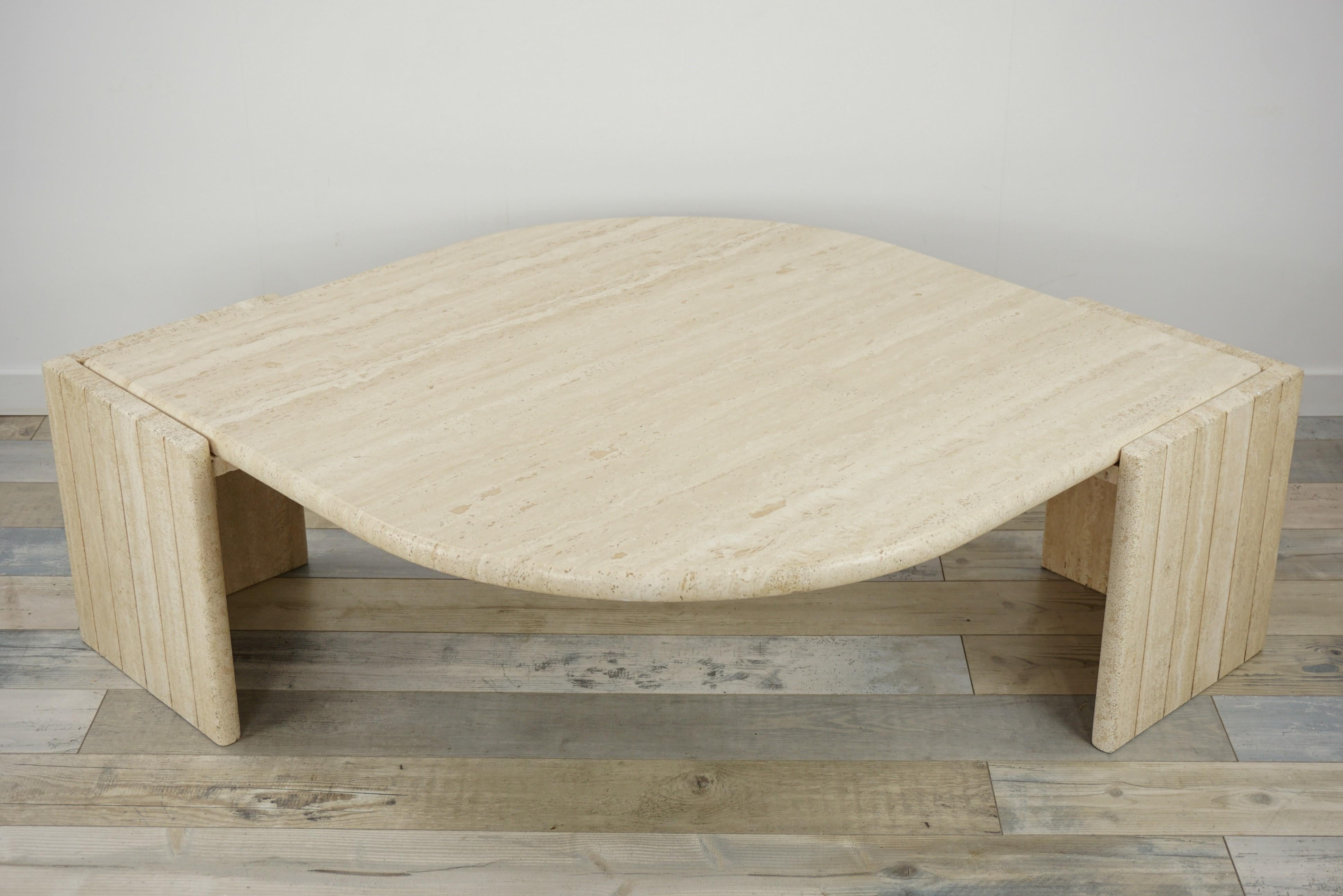 Italian Design from the 1970s Travertine Coffee Table 11