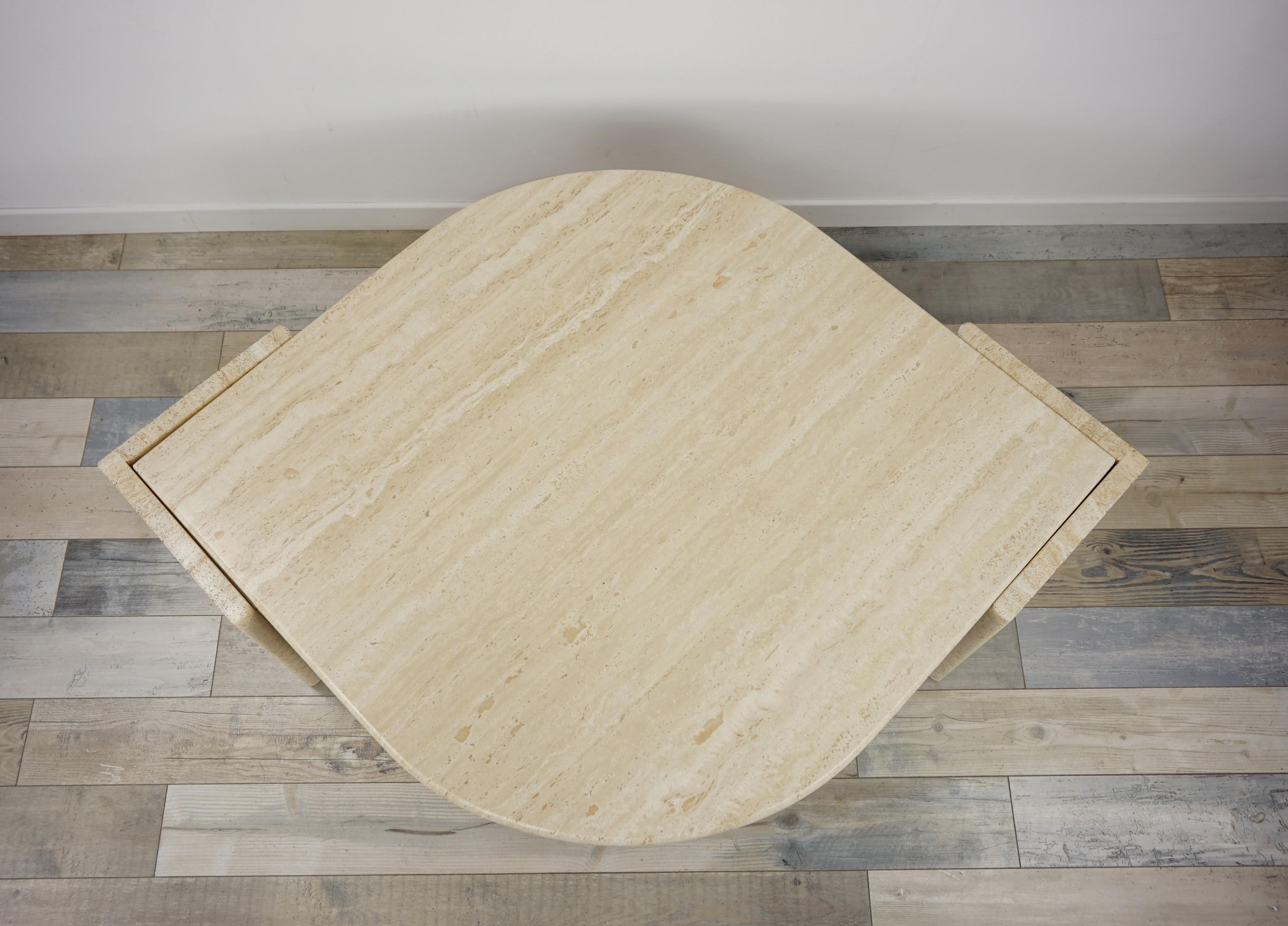 Space Age Italian Design from the 1970s Travertine Coffee Table
