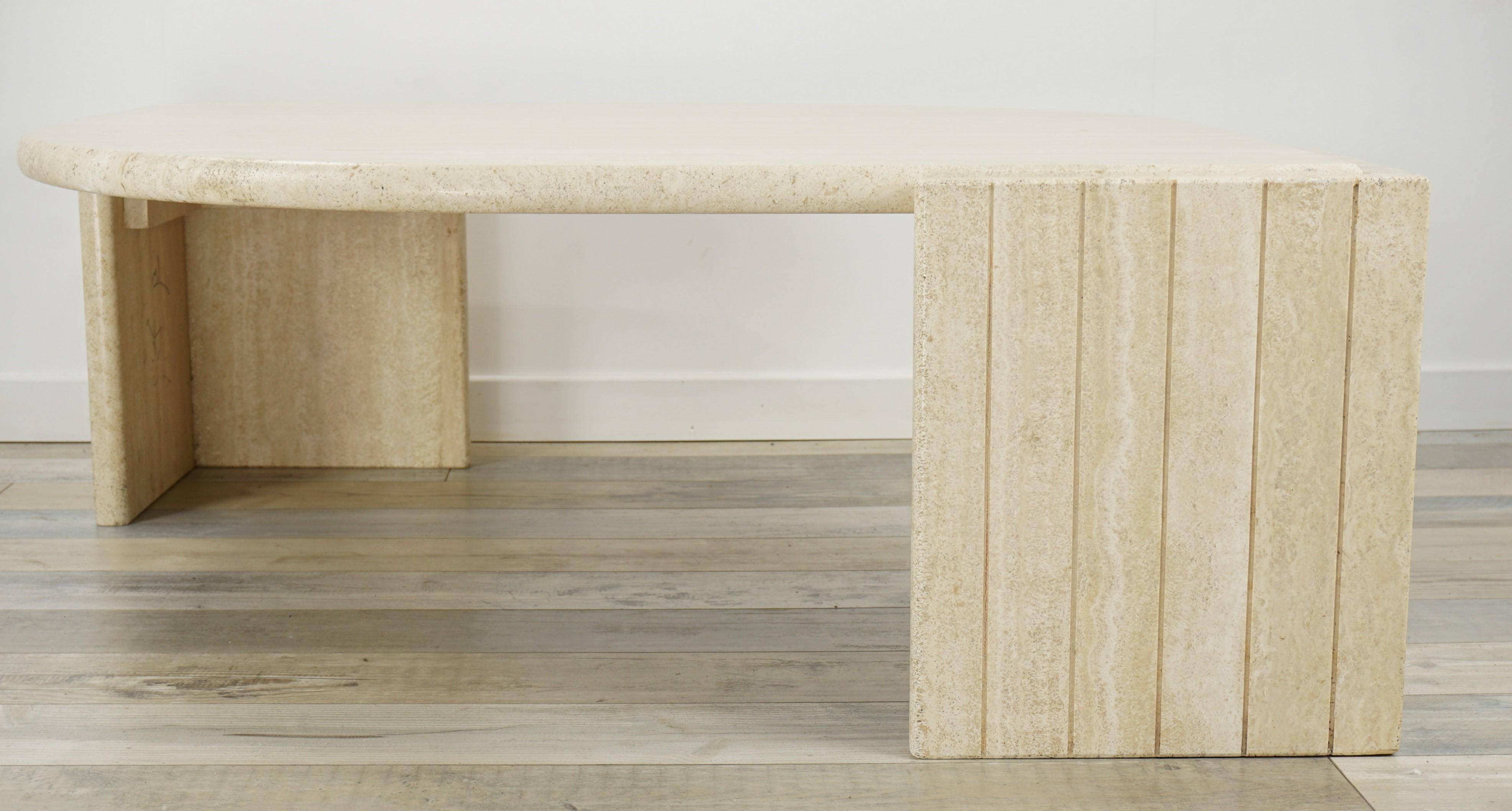 20th Century Italian Design from the 1970s Travertine Coffee Table