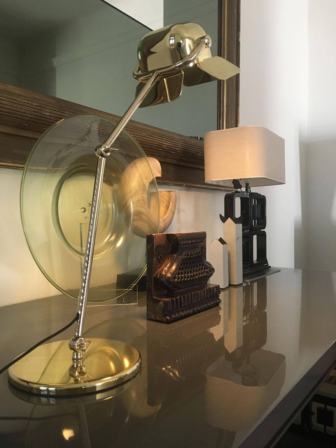 Italian Design Ghidini 1961 Flamingo Brass Table Lamp For Sale 12
