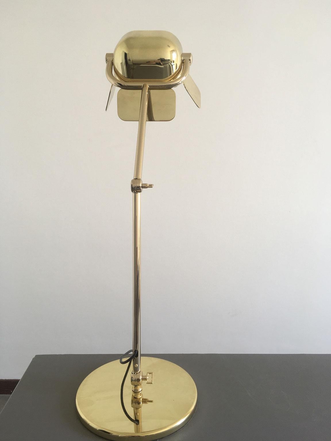 Aluminum Italian Design Ghidini 1961 Flamingo Brass Table Lamp For Sale