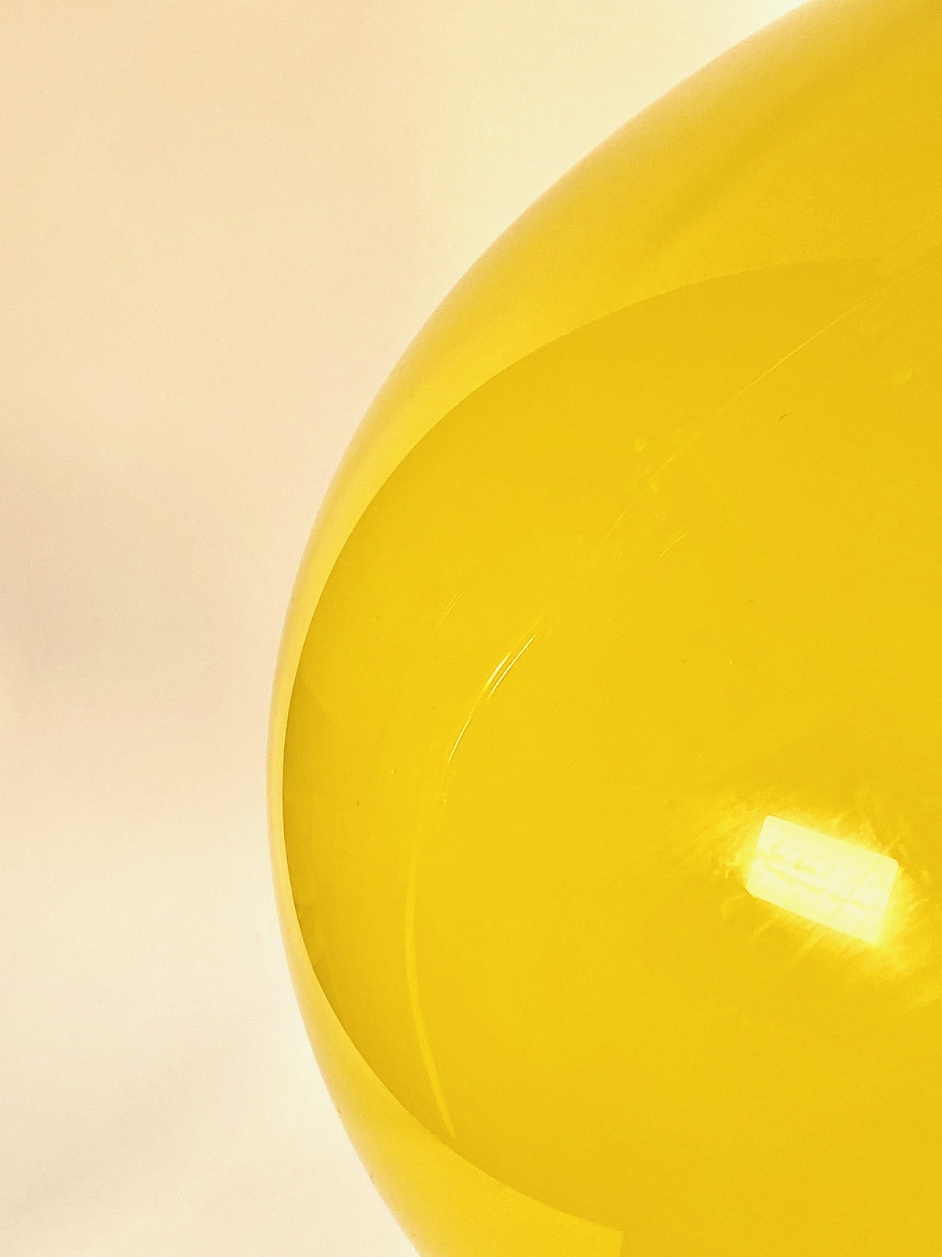 Italian Design Gino Vistosi Large Yellow Glass Pendant In Good Condition In Oakland, CA