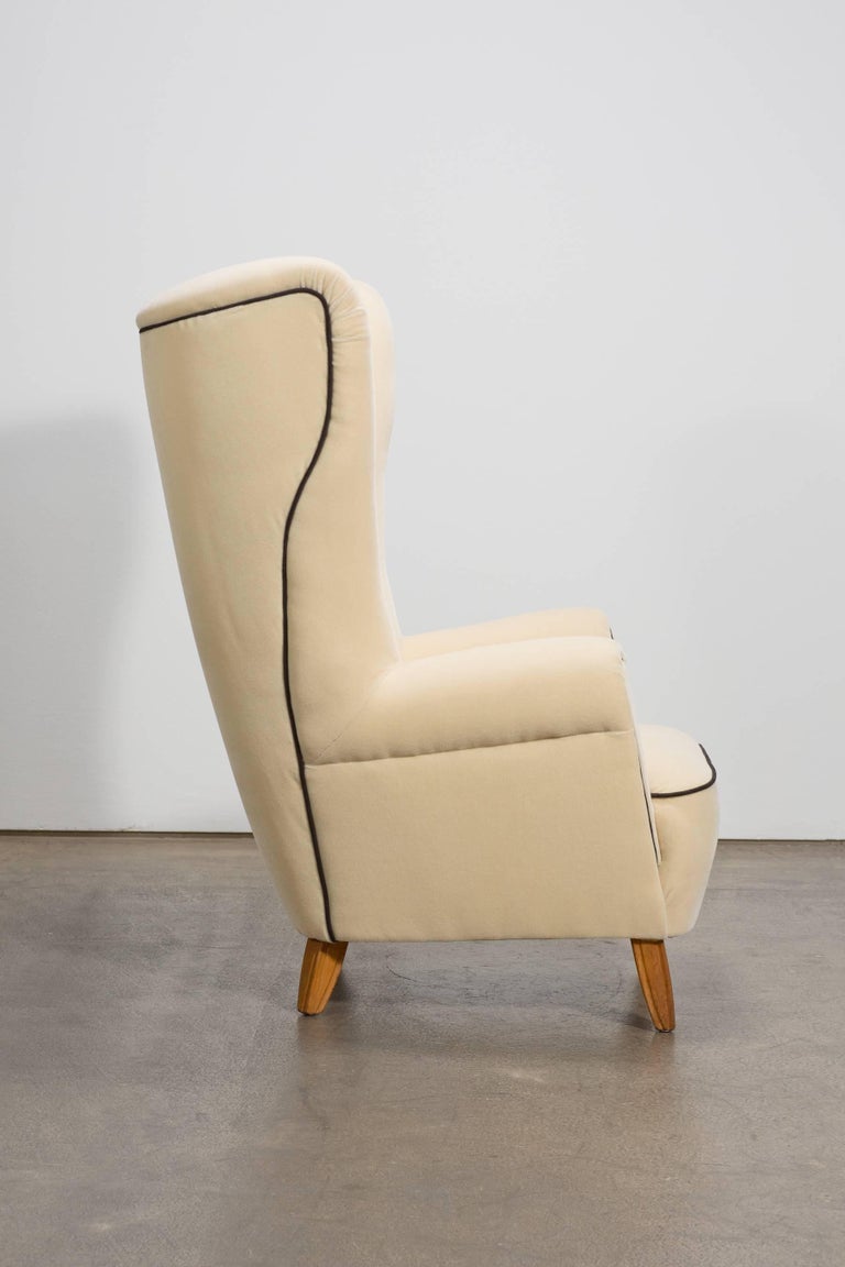 Italian Design Gio Ponti Style MidCentury Wingback Armchair with Stool