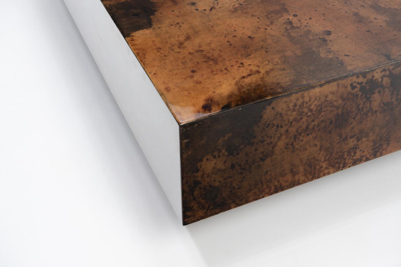 Italian Design Goat Skin Coffee Table by Aldo Tura, 1980s 6