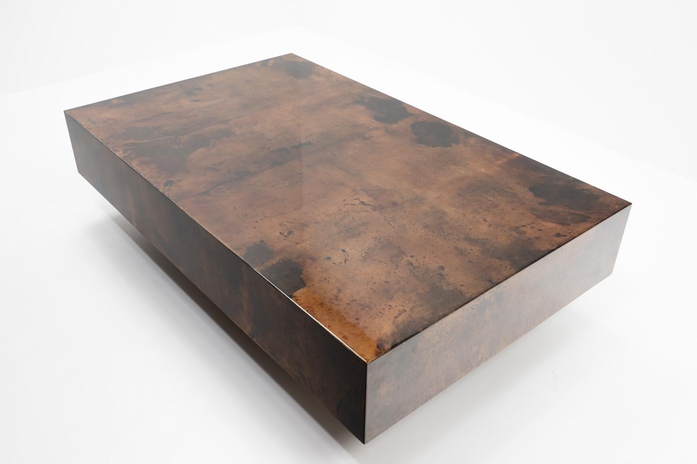 Mid-Century Modern Italian Design Goat Skin Coffee Table by Aldo Tura, 1980s