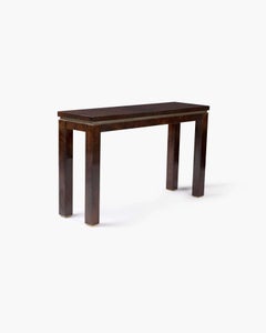 Goatskin Parchment Console with Brass Detail in Style of Aldo Tura, circa 1970