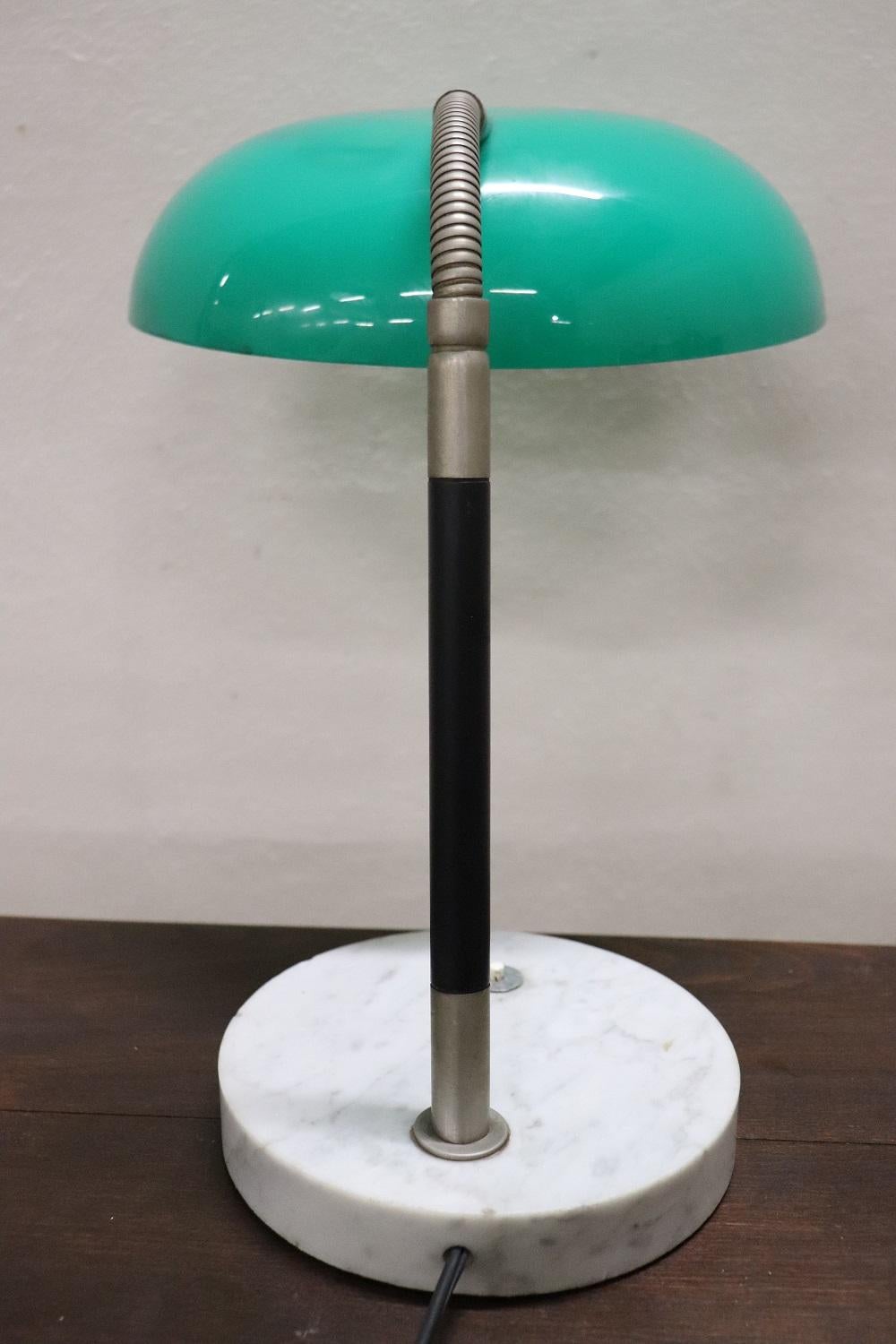 Mid-20th Century Italian Design Green Perspex, Brass and Marble Table Lamp by Stilux, 1960s For Sale