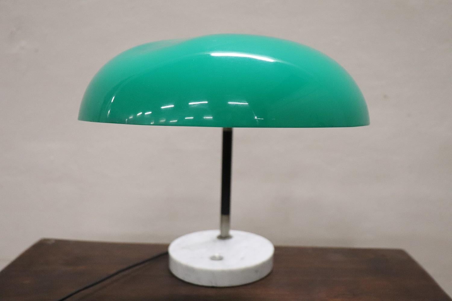Italian Design Green Perspex, Brass and Marble Table Lamp by Stilux, 1960s For Sale 1