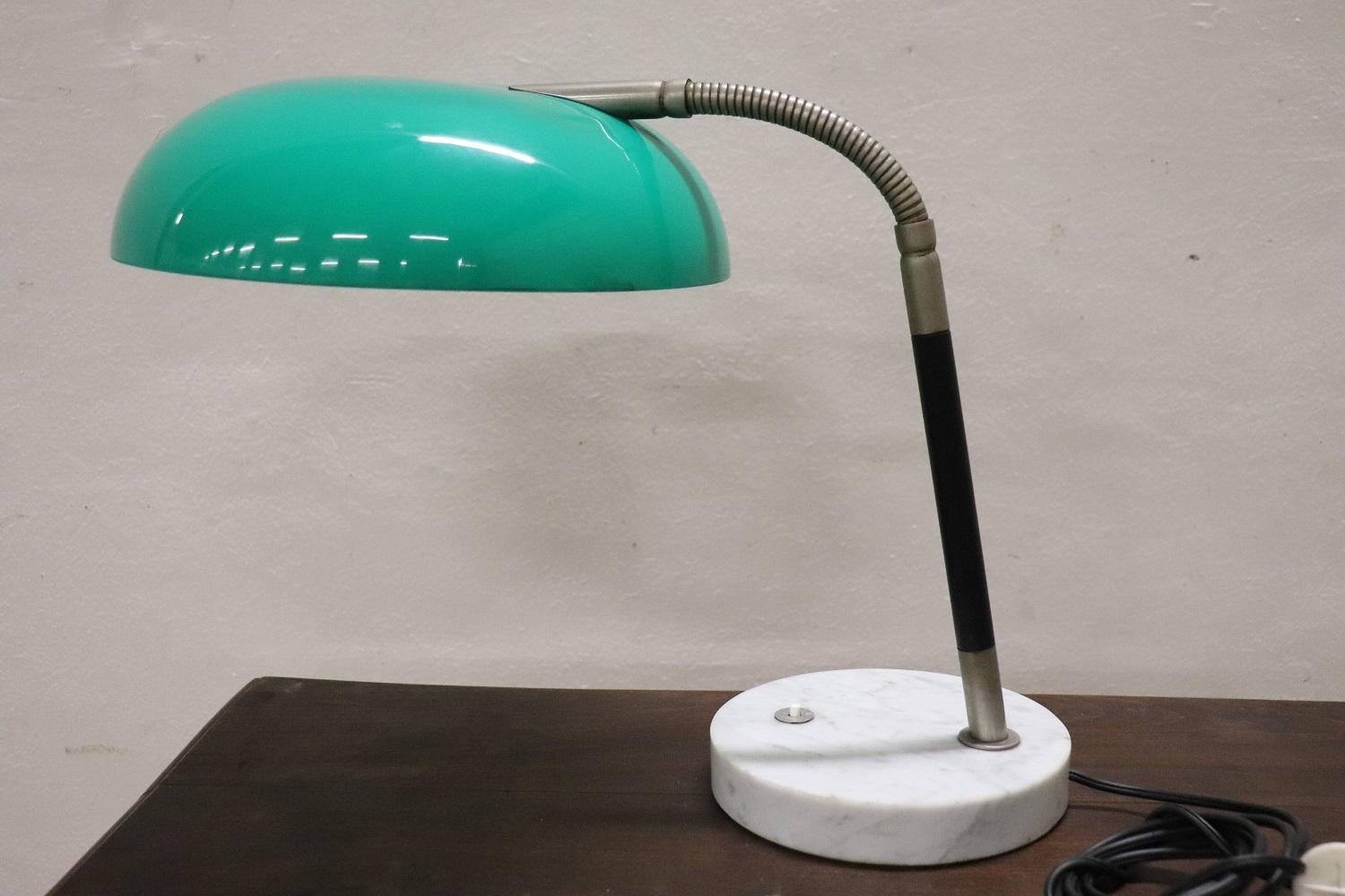 Italian Design Green Perspex, Brass and Marble Table Lamp by Stilux, 1960s For Sale 2