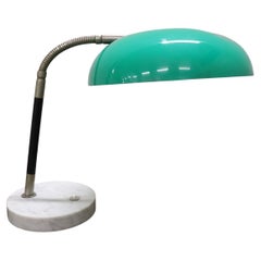 Lampe de bureau de conception italienne en perspex vert, laiton et marbre par Stilux, années 1960
