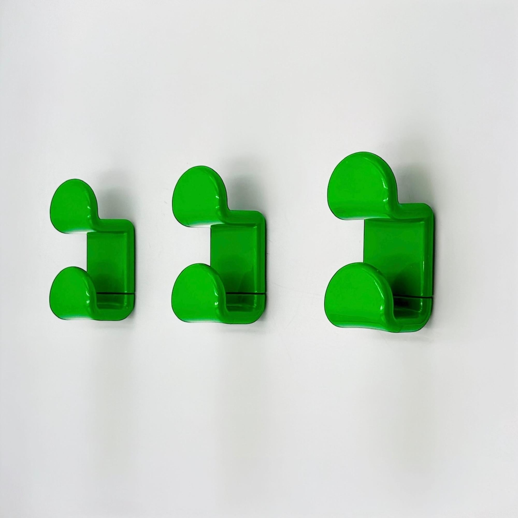 Italian Design Green Wall Hooks by Ambrogio Rossari for Gedy, Set of 3 1