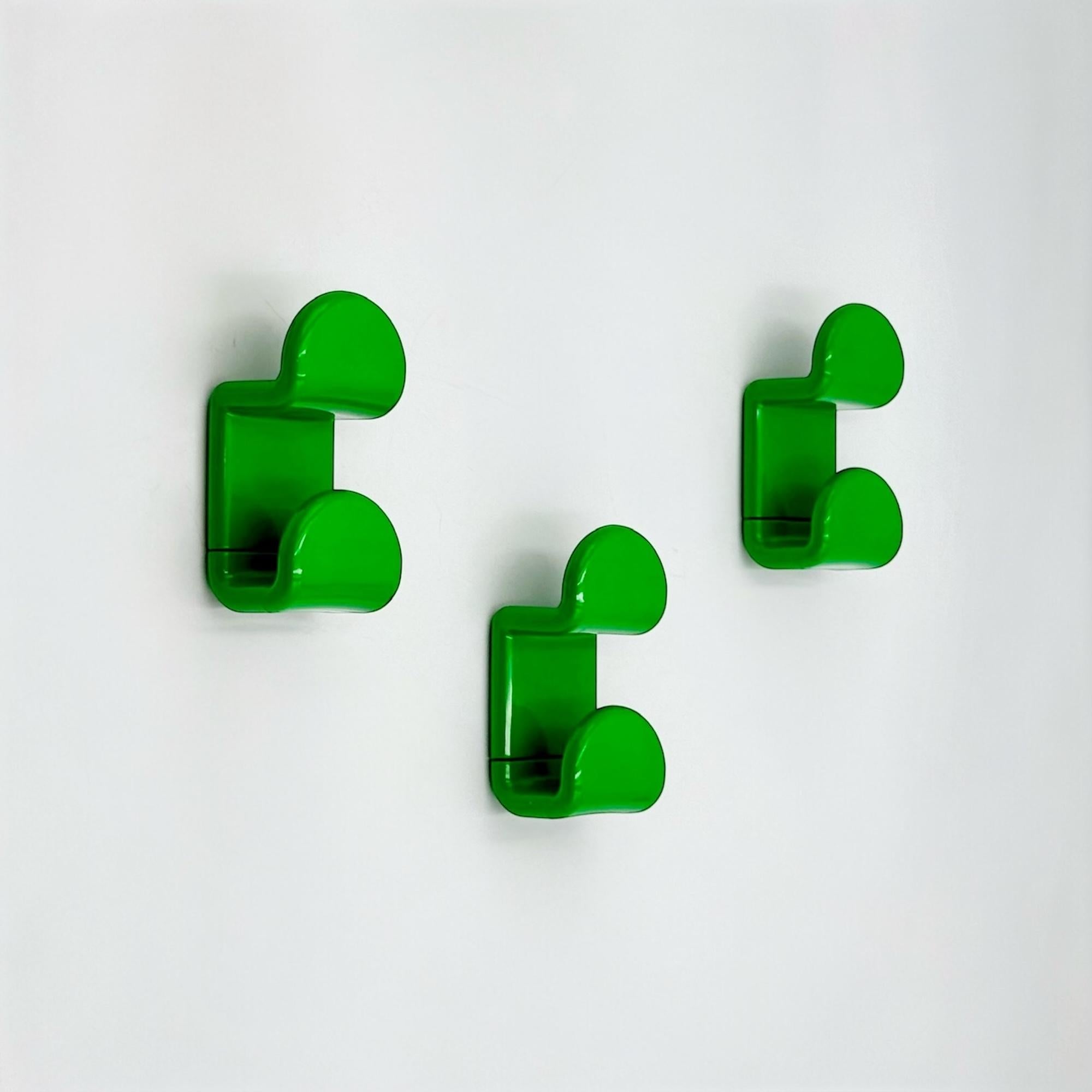 Italian Design Green Wall Hooks by Ambrogio Rossari for Gedy, Set of 3 2