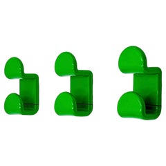Vintage Italian Design Green Wall Hooks by Ambrogio Rossari for Gedy, Set of 3