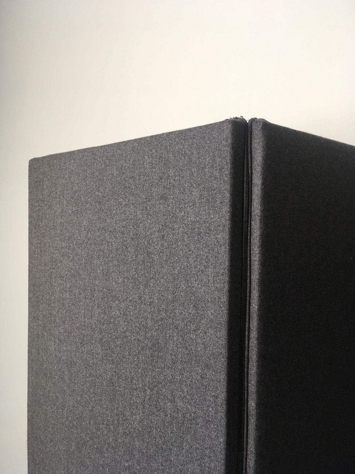 Fabric Italian Design Grey Upholstered Screen 3 Folders For Sale