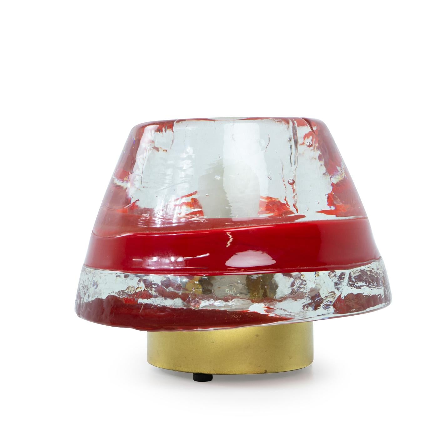 Mid-Century Modern Italian Design Handmade Leucos Glass Table Lamp, 1970s For Sale