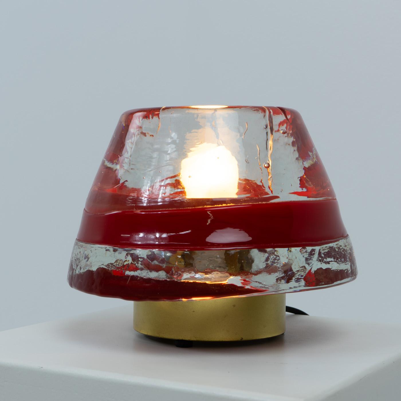 Lampe de bureau italienne en verre Leucos, fabriquée à la main, 1970 Bon état - En vente à Renens, CH