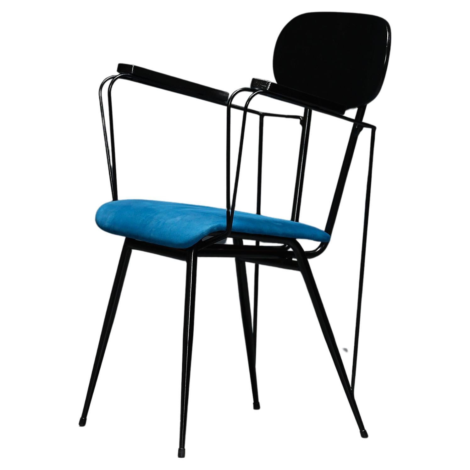 Icone du design italien : Rare chaise de bureau à accoudoirs des années 1950