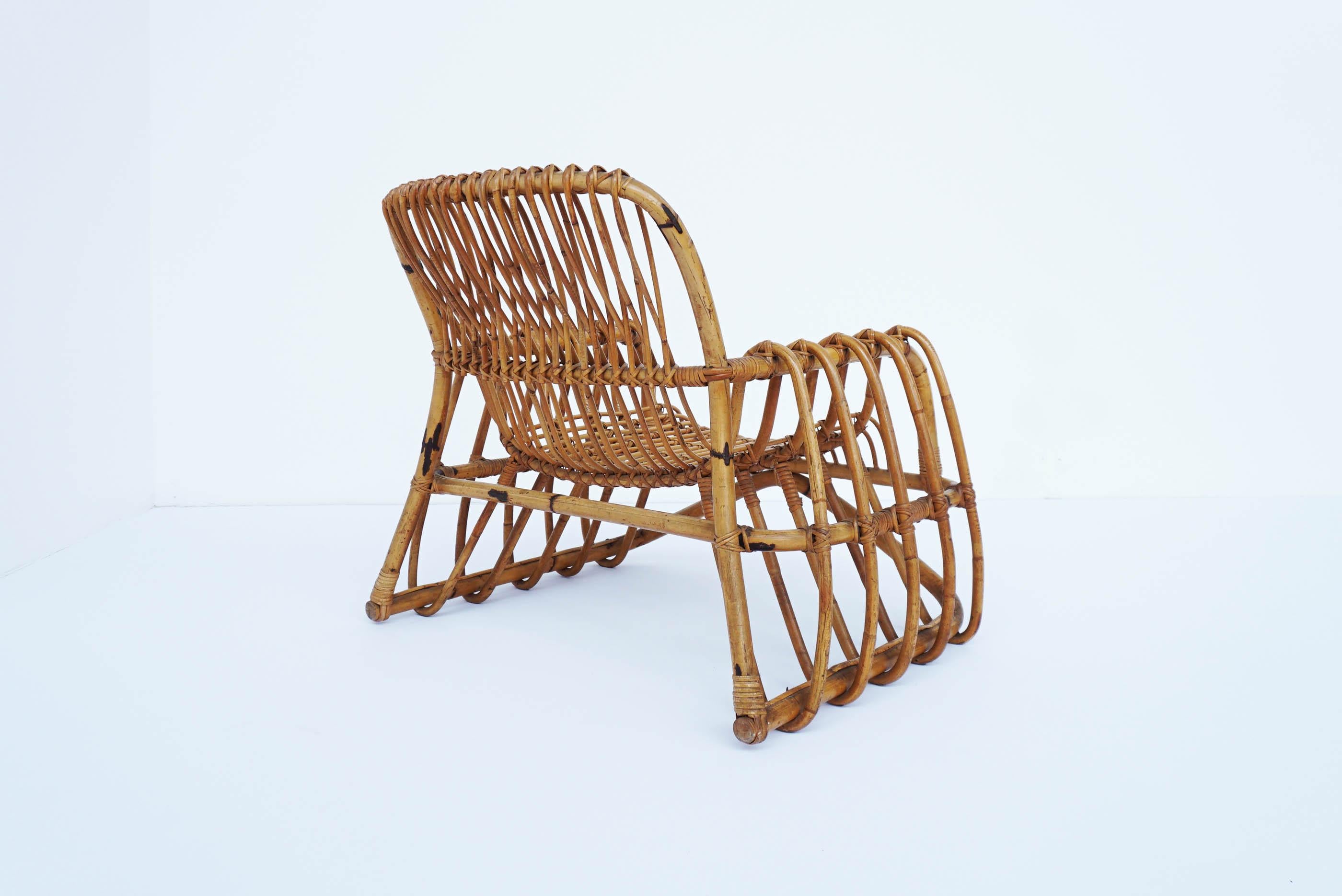 Mid-Century Modern Italian Design Iconic Bamboo Armchair, Italy, 1950