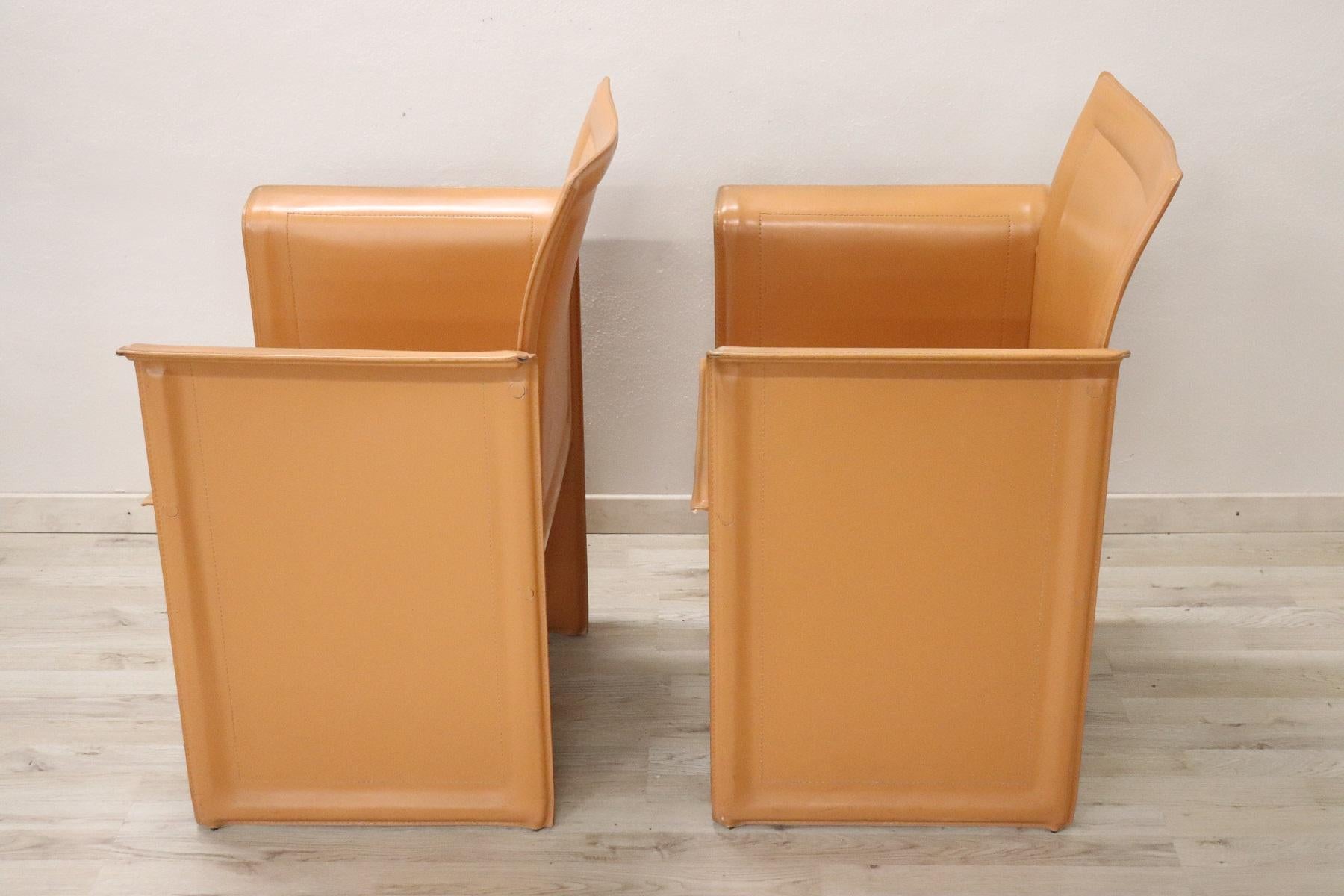 Italian Design Korium Leather Pair of Armchairs by Tito Agnoli for Matteo Grassi 9