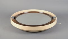 Italian design. Large space age "Allibert" round backlit mirror. 1970s