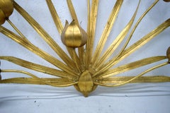 Italian Design. Large Wall Lamp in Brass Designed as Leaves and Flowers, 1960s.