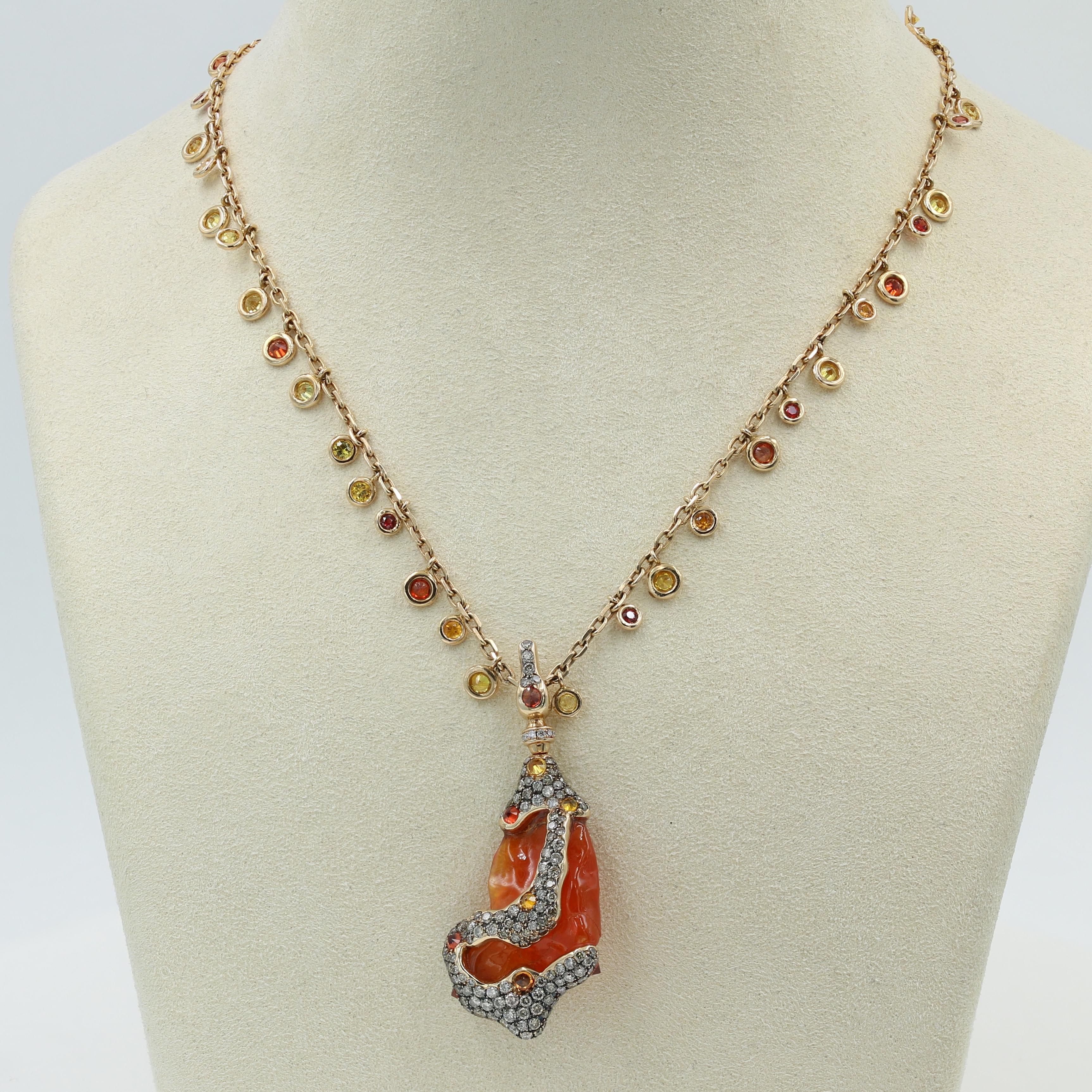 orange fire opal necklace