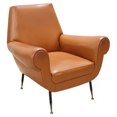 Italian Design Leatherette Armchair by Gigi Radice for Minotti, 1950s